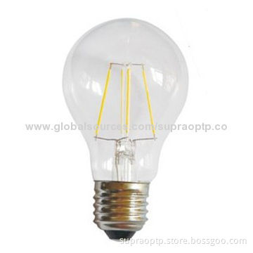A60/5W LED Filament Light, E26/E27/B22 Base, CE Certified, RoHS Directive-compliant